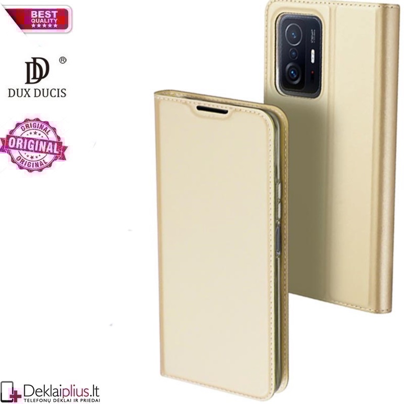 Dux Ducis dirbtinės odos viršelis - auksinės spalvos ( telefonui Xiaomi 11T/11T Pro) Dux Ducis dirbtinės odos viršelis - auksinės spalvos ( telefonui Xiaomi 11T/11T Pro)